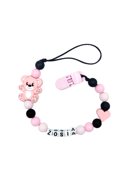 Różowa zawieszka do smoczka z imieniem dla dziewczynki