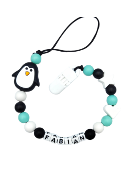 Miętowa zawieszka do smoczka z imieniem dziecka