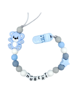 Zawieszka do smoczka z imieniem dziecka niebieska