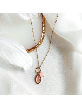 Naszyjnik z kółkiem i różowymi kamieniami