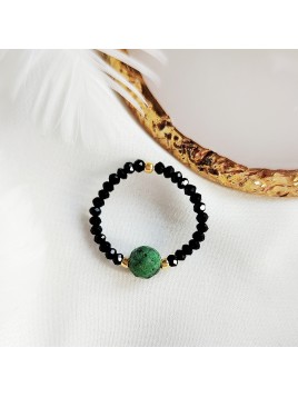 Pierścionek z zoisytem kamienie naturalne elastyczny