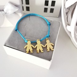 Bransoletka na sznurku z zawieszką chłopiec dziewczynka z grawerem