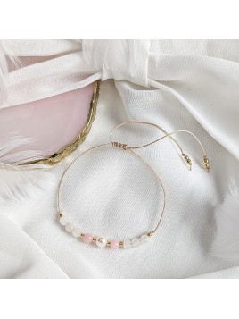 Bransoletka z perłą naturalną i jadeitem na sznurku kamienie naturalne