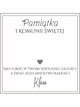 Pudełko z dedykacją z życzeniami Pamiątka Pierwszej Komunii Świętej