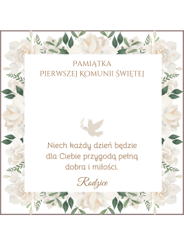 Pudełko z dedykacją z życzeniami Pamiątka Pierwszej Komunii