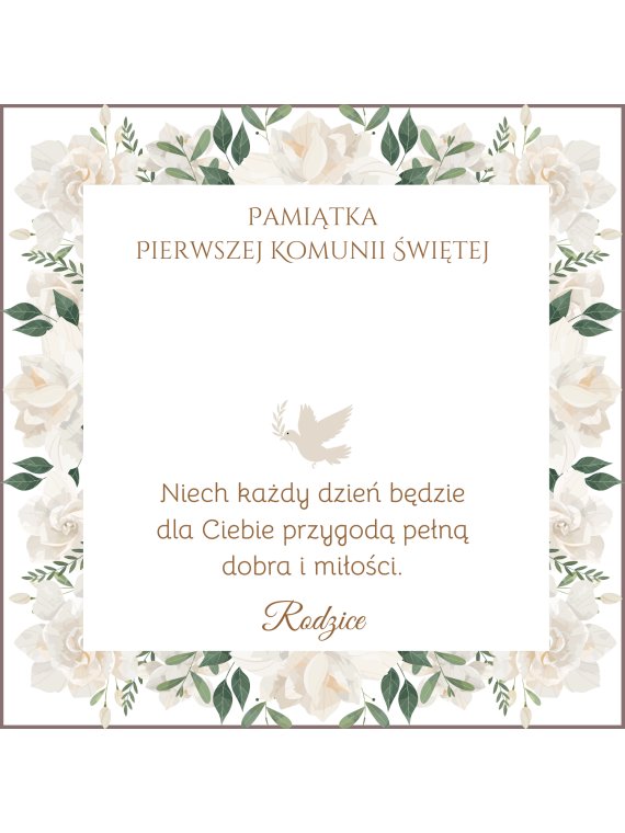 Pudełko z dedykacją z życzeniami Pamiątka Pierwszej Komunii