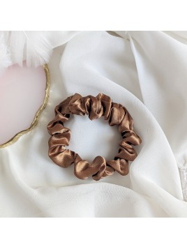 Brązowa satynowa gumka frotka do włosów