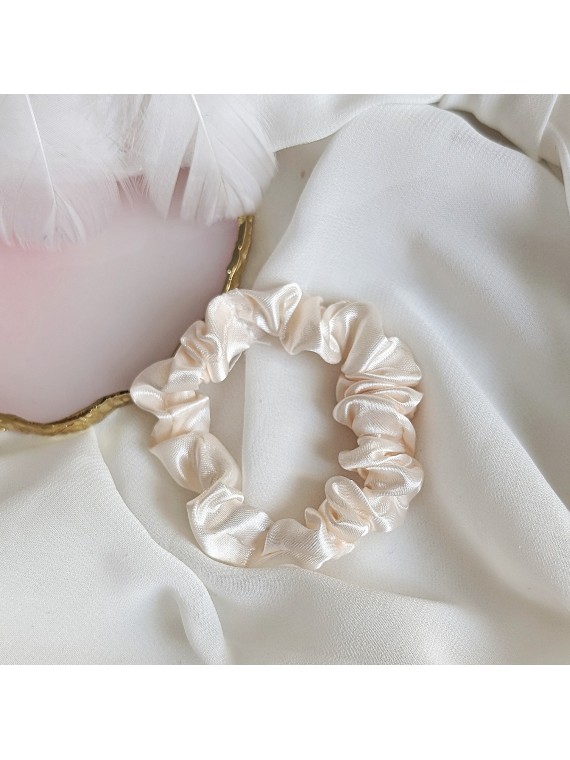 Gumka frotka satynowa scrunchie Kremowa jasna