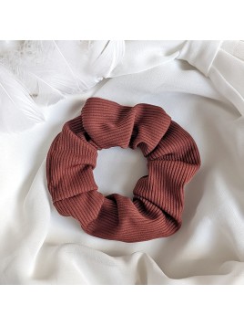 Gumka frotka do włosów scrunchies w prążki czerwona cegła