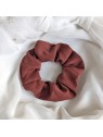 Gumka frotka do włosów scrunchies w prążki czerwona cegła