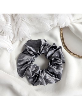 Szara grafitowa gumka do włosów scrunchie