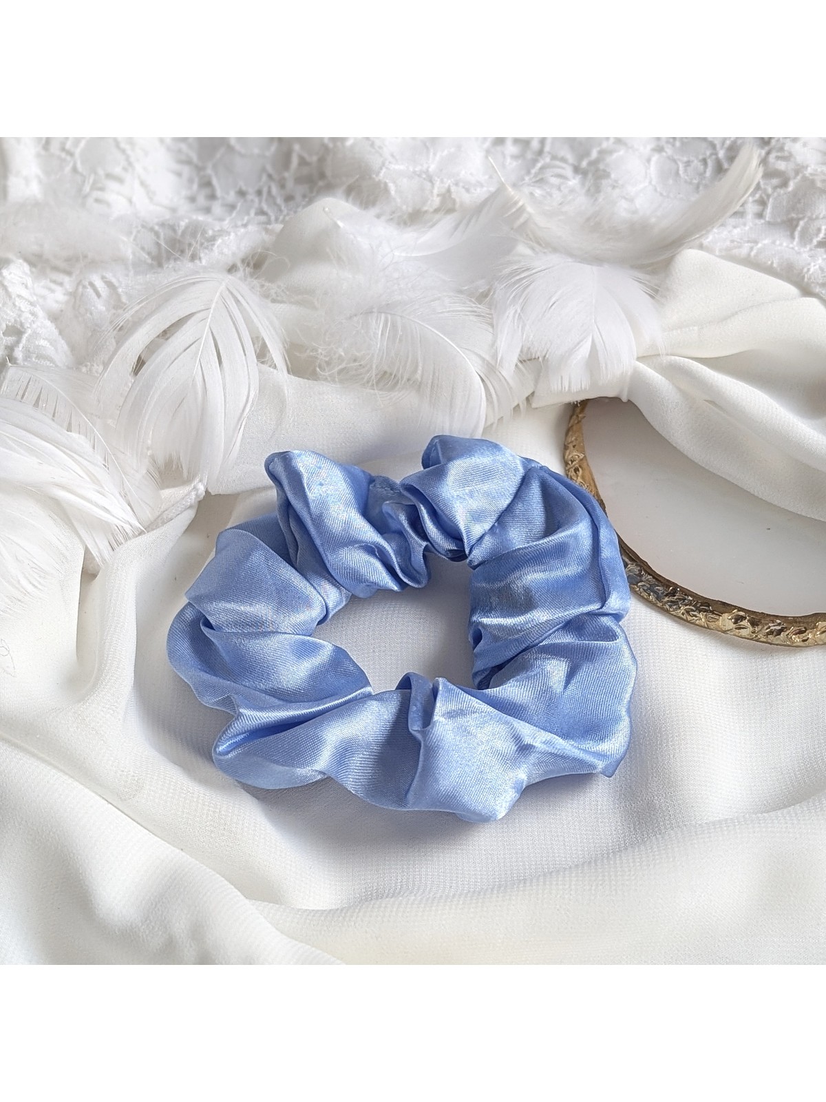 Gumka niebieska frotka do włosów scrunchies