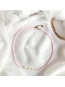Różowy Naszyjnik handmade z pereł i masy perłowej
