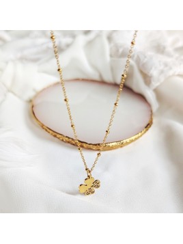 Naszyjnik złoty łańcuszek z czteolistną koniczynką