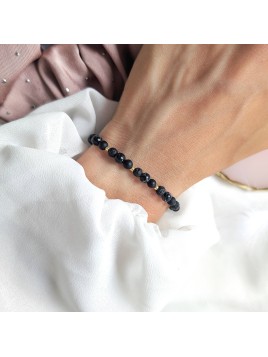 Bransoletka z kamieni naturalnych czarna na gumce