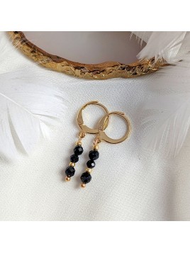 Kolczyki złote z turmalinem Czarny Turmalin