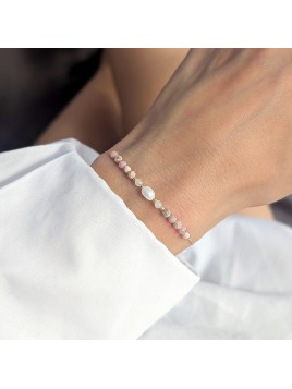 Bransoletka z Perłą Rodonitem i Kwarcem różowym