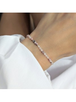 Bransoletka z Kwarcu i Rodonitu Kod Morse'a