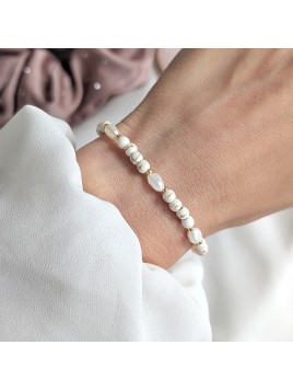 Bransoletka z Howlitu z Perłą naturalną