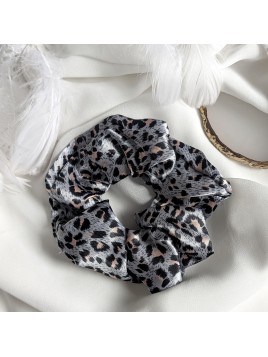 Satynowa frotka do włosów w panterkę