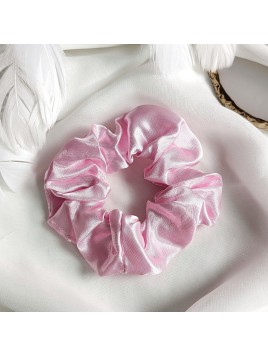 Różowa frotka do włosów scrunchie Satynowa