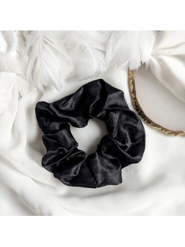 Gumka czarna frotka do włosów scrunchies Satynowa