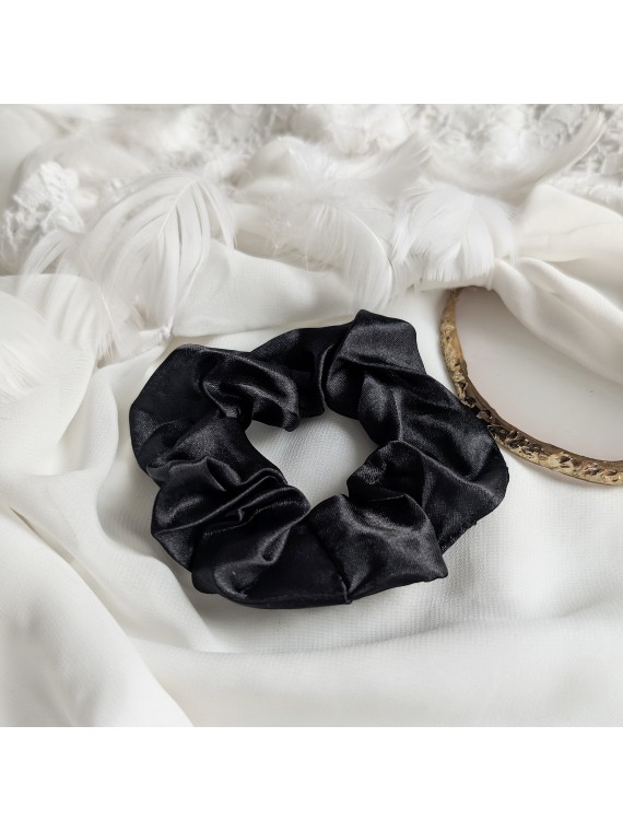 czarna Gumka do włosów Scrunchie