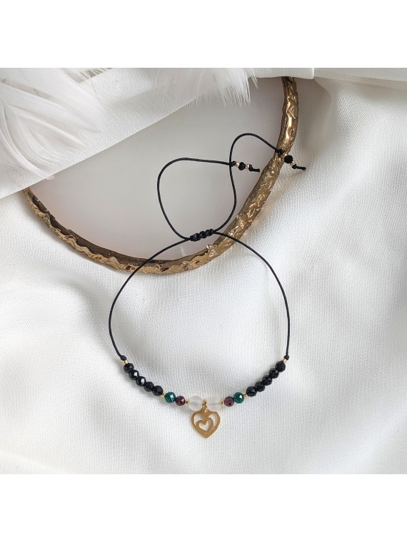 Bransoletka Amulet miłości Kwarc Granat Szmaragd Spinel