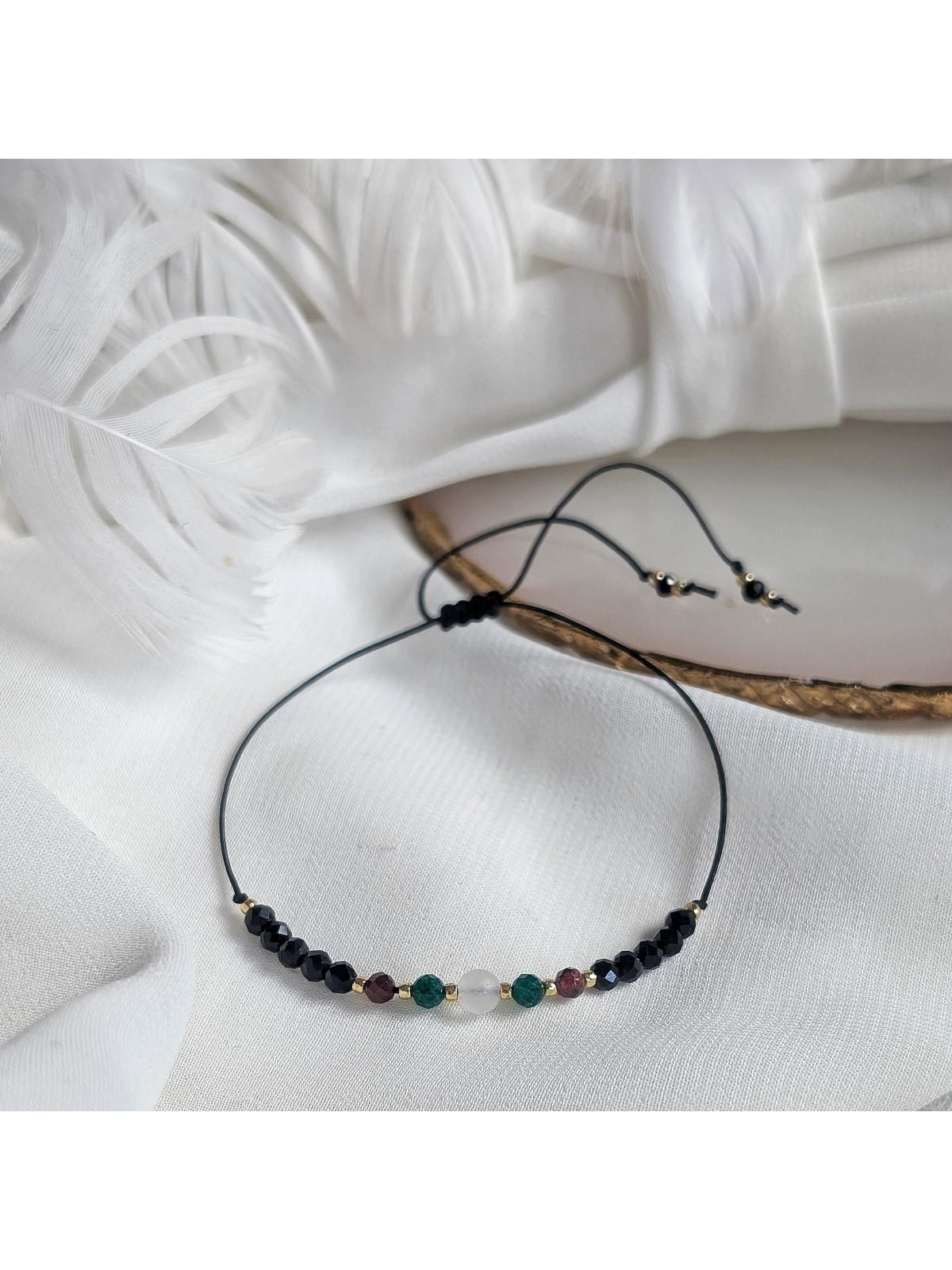Bransoletka Amulet miłości Kwarc Granat Szmaragd Spinel