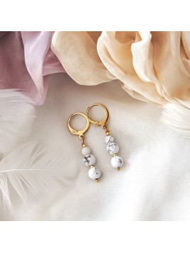 Kolczyki z Howlitu złote bigle