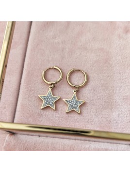 Kolczyki złote giwazdki z cyrkoniami