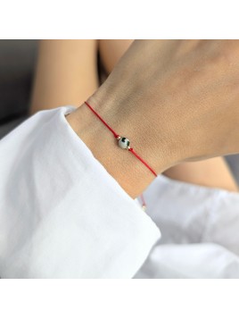 Bransoletka z naturalnym jaspisem dalmatyńskim na czerwonym sznurku