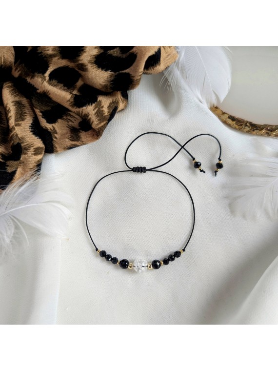 bransoletka amulet z kamieni naturalnych turmalin onyks kryształ górski
