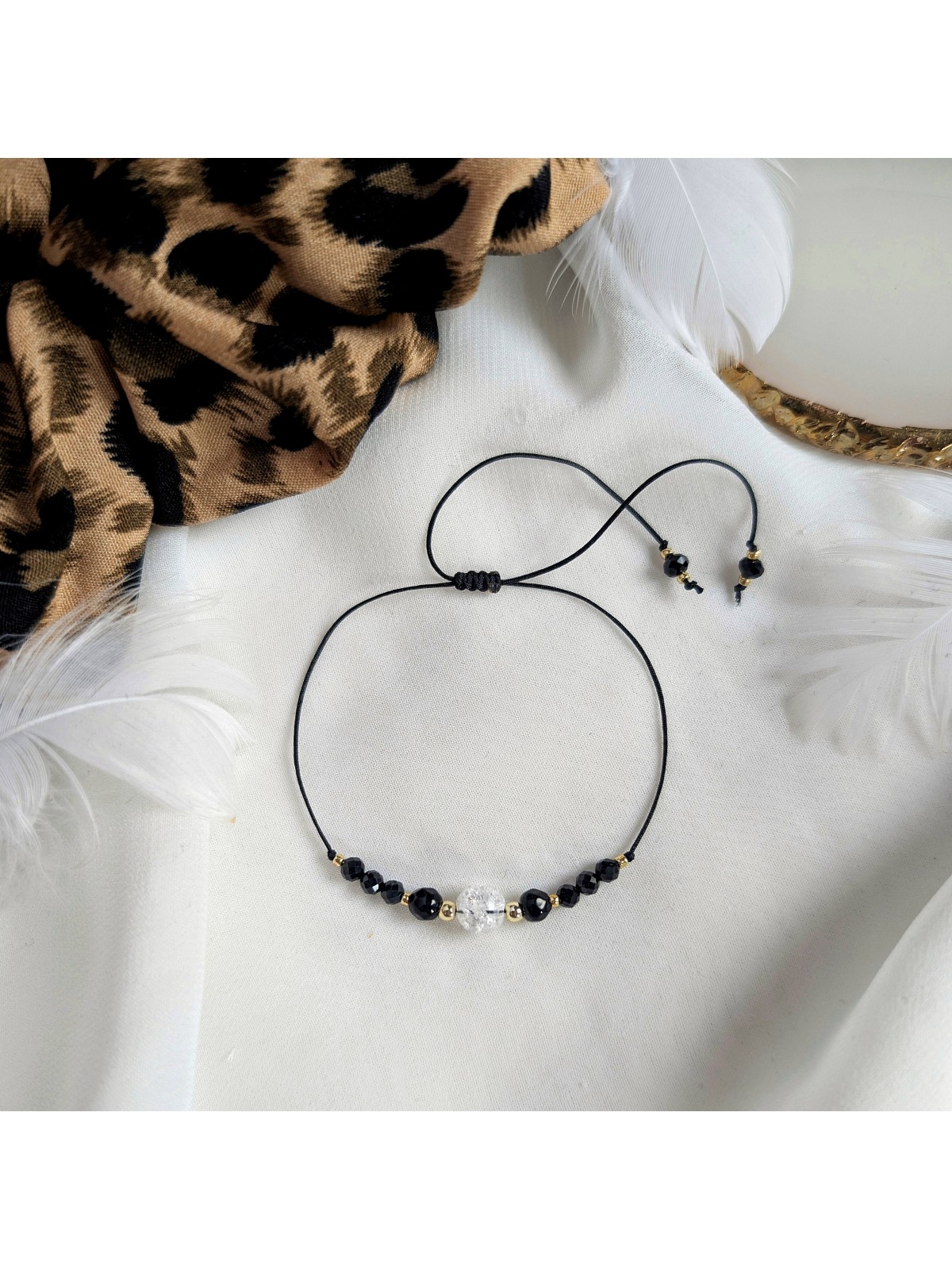 bransoletka amulet z kamieni naturalnych turmalin onyks kryształ górski