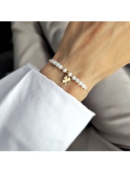 Bransoletka z Perłą masą Perłową i Koniczynką