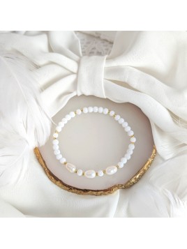 Bransoletka na gumce z kamieniami naturalnymi