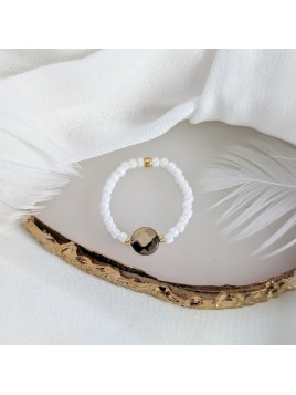 Pierścionek ze złotym hematytem Monetka