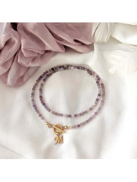 Naszyjnik z ametystu z literką