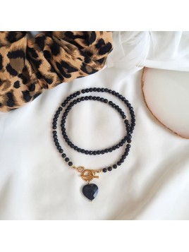 Naszyjnik z onyksu z serduszkiem