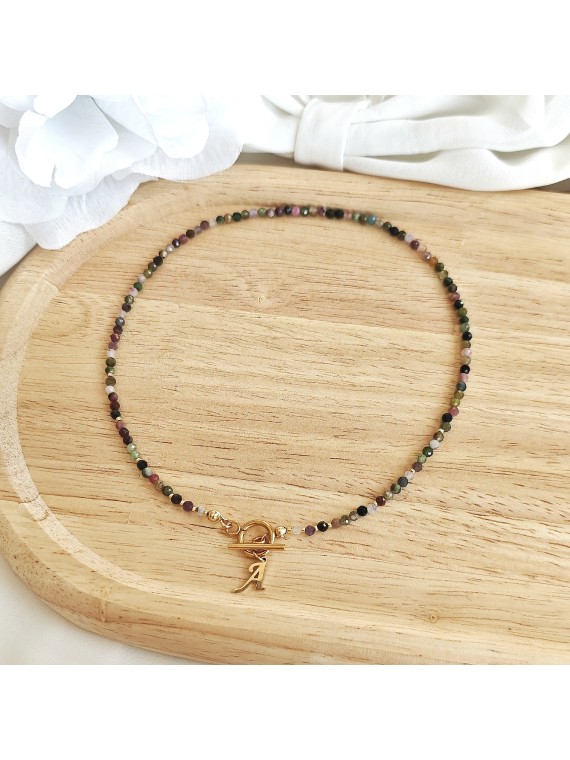 Łańcuszek z turmalinem i złotą literką