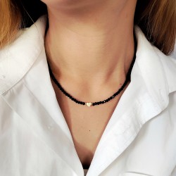 Naszyjnik z serduszkiem z Hematytu z turmalinem