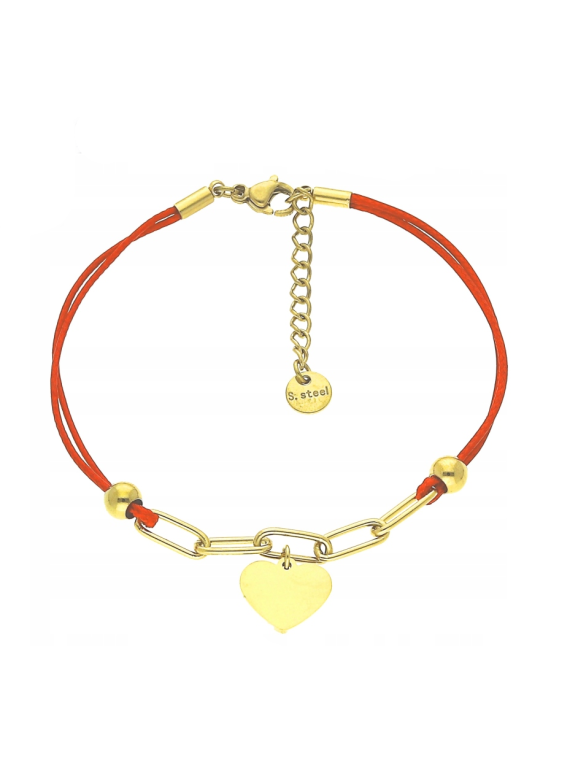 Bransoletka na czerwonym Sznurku z serduszkiem