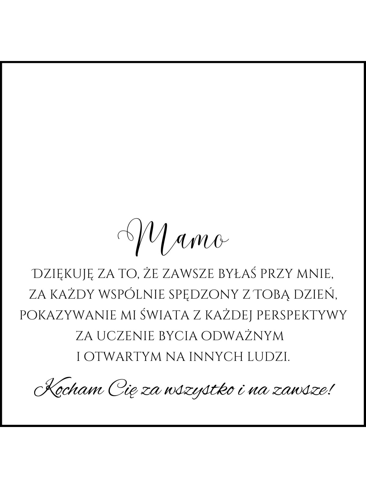 Dedykacja z życzeniami na dzień matki