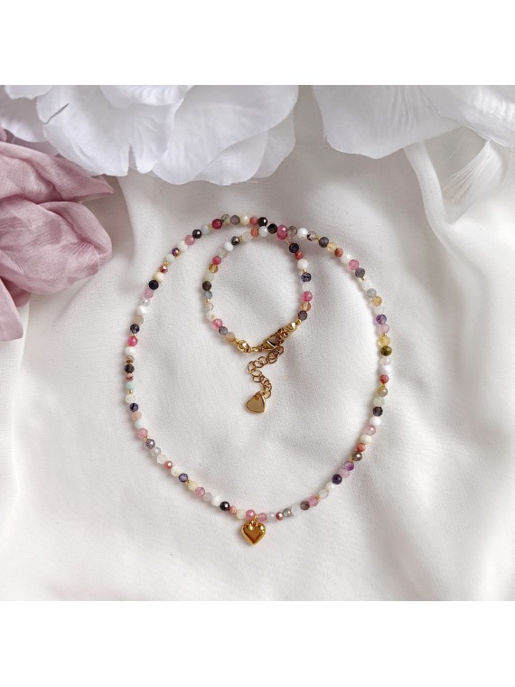 Naszyjnik z kamieni naturalnych z serduszkiem