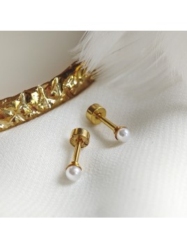 Kolczyki złote z perłami wkrętki