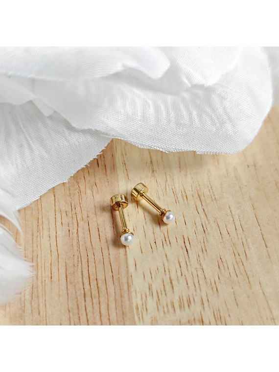 drobne kolczyki z perełką złote