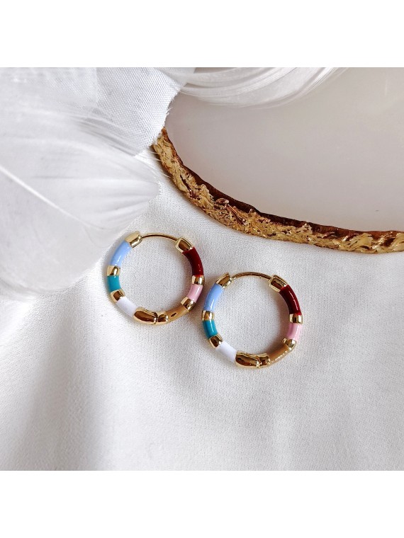 Kolczyki złote kolorowe kółka