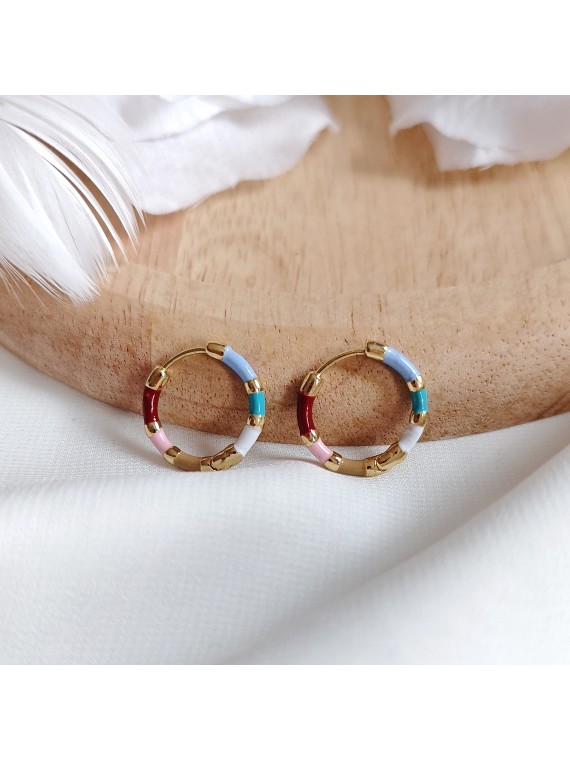 Para kolorowych kolczyków kółek ze stali chirurgicznej