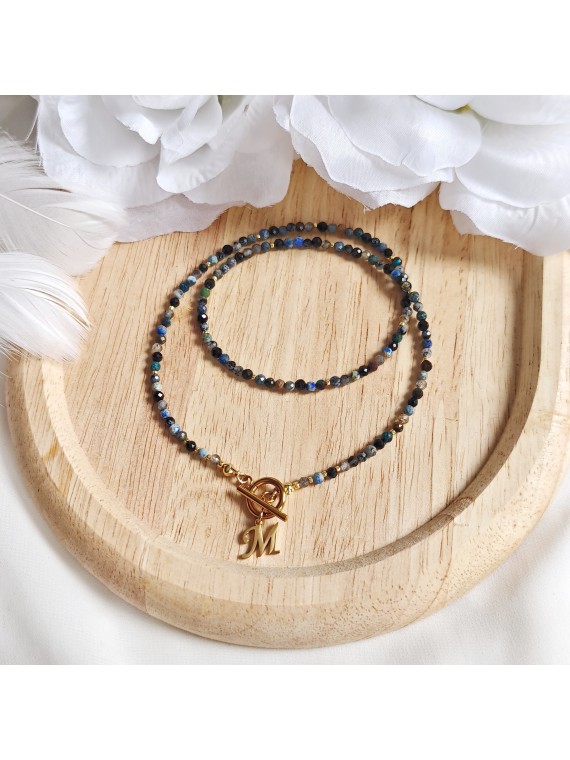 naszyjnik z kryształem górskim turmalinem obsydianem