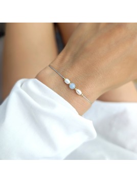 Bransoletka z perłą i akwamarynem na sznurku